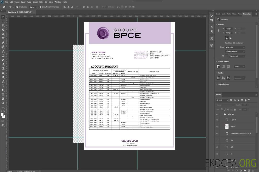 Relevé bancaire France Groupe BPCE template Relevé bancaire France Groupe BPCE template